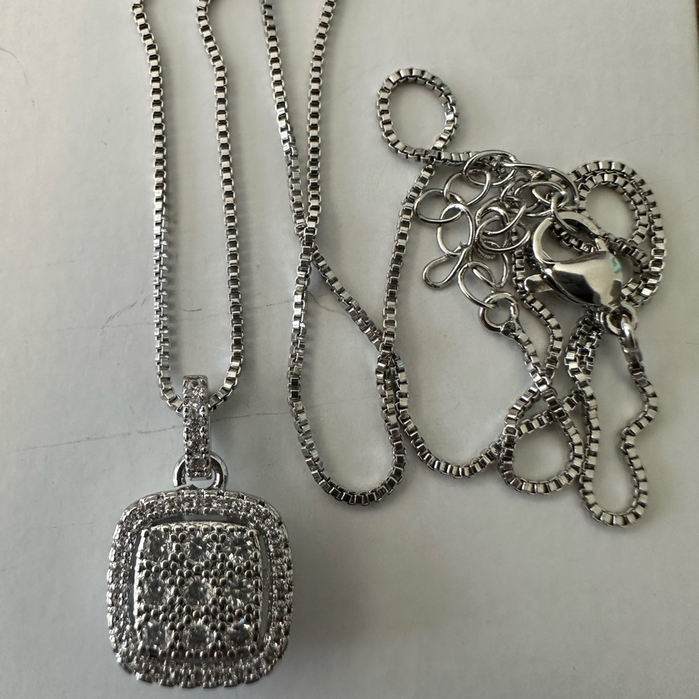 Crystal Rhinestone Silver Pendant Necklace